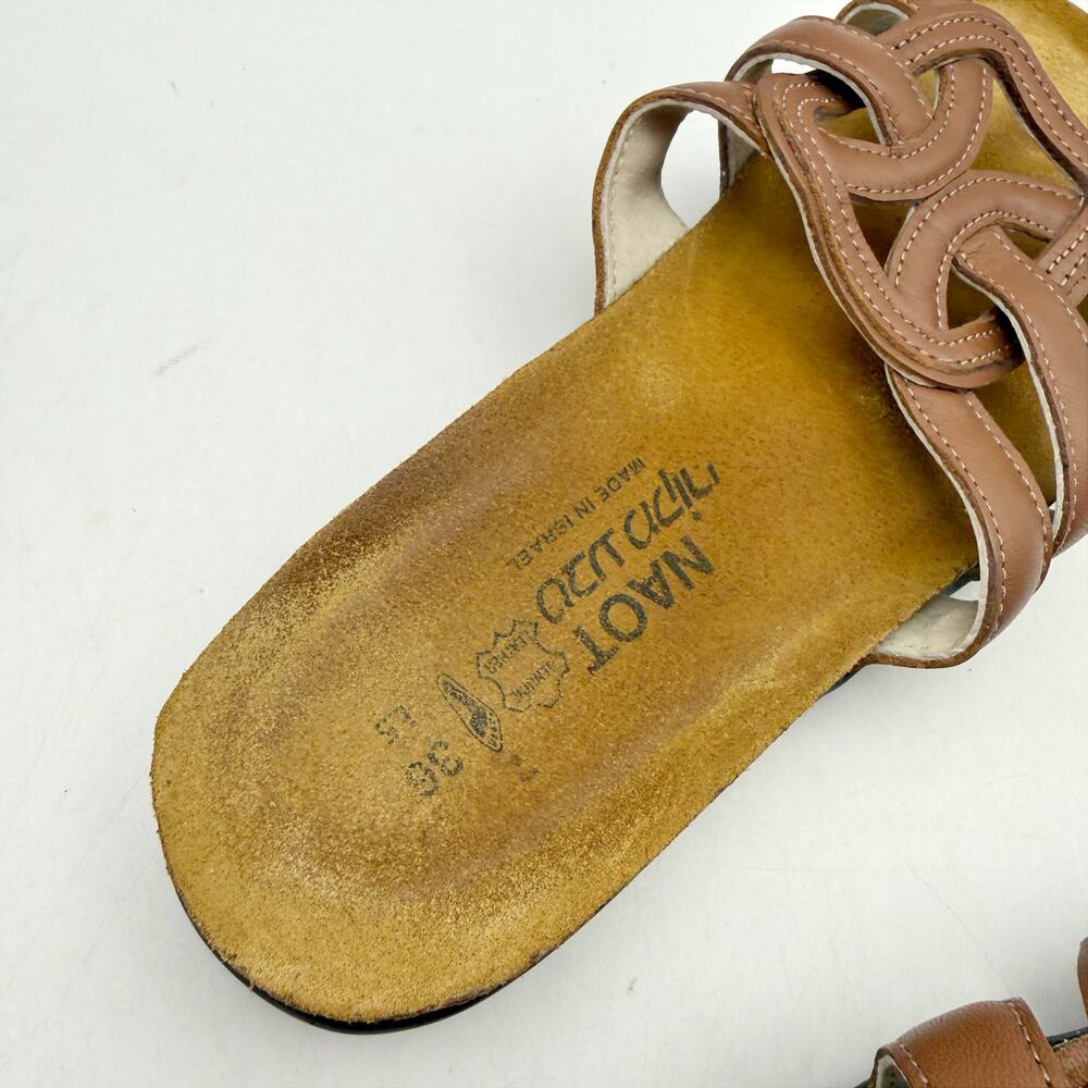 Naot Brown Leather Slide Sandals - Picture 14 of 14